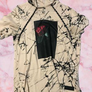 Rose Graphic Tee with Hood on Back